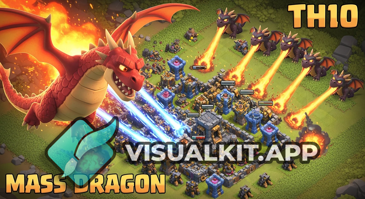 Th10 Mass Dragon Attack Strategy — Dragons Swarm TH10 Base