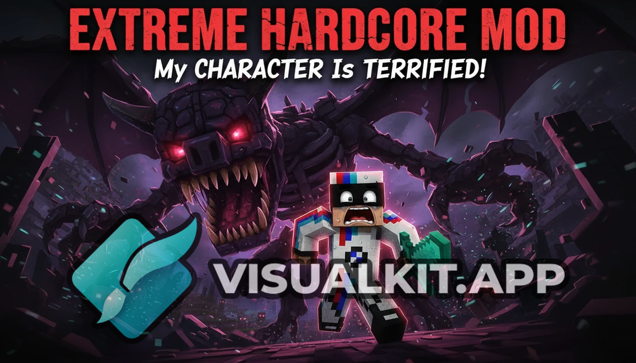 Minecraft Hardcore Mod Thumbnail — My Character Terrified