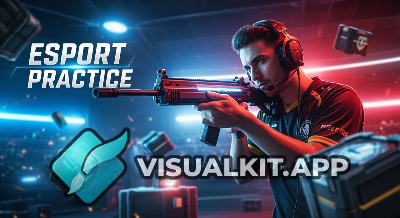 Realistic Free Fire Esports Practice — Pro with Headset & Gun
