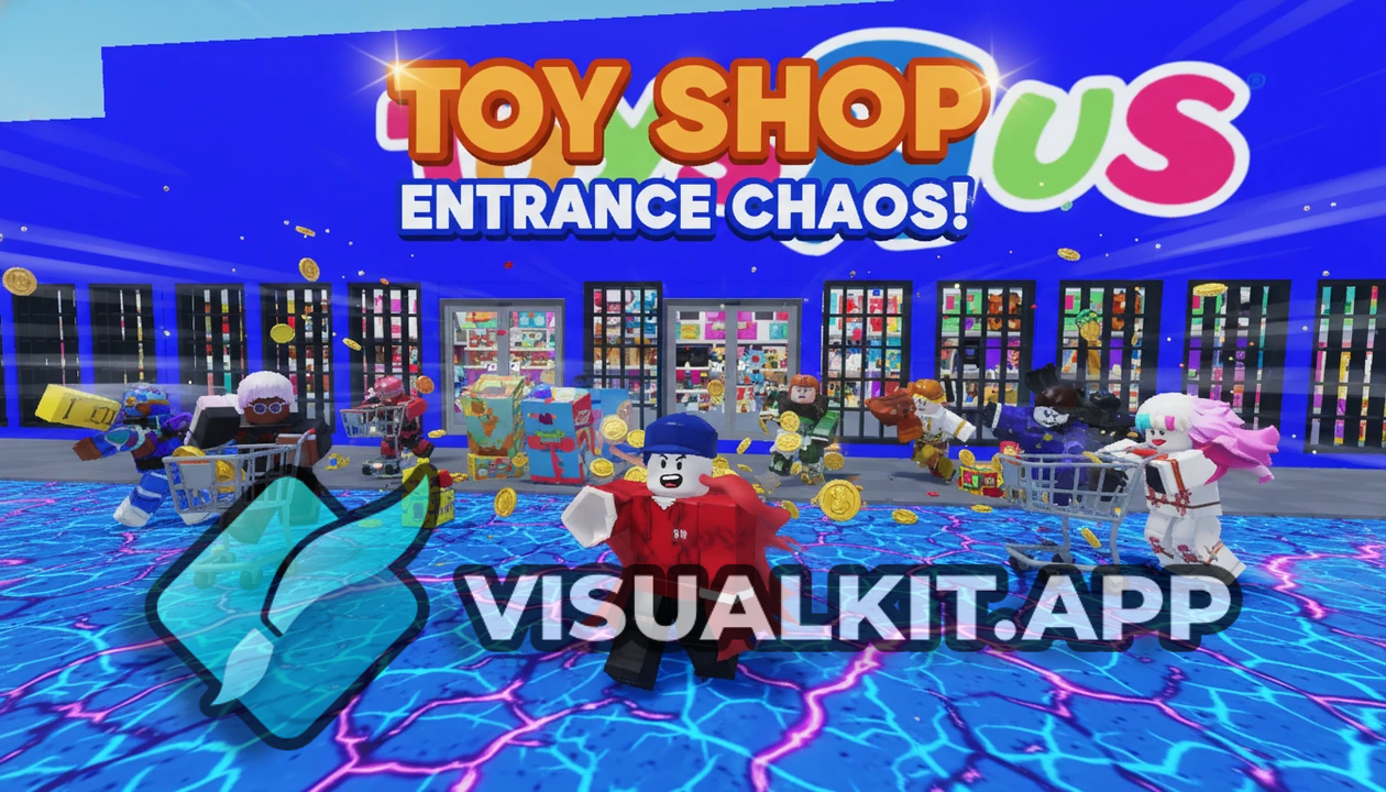 Roblox Toy Shop Entrance - Character Standing by Door with Toys