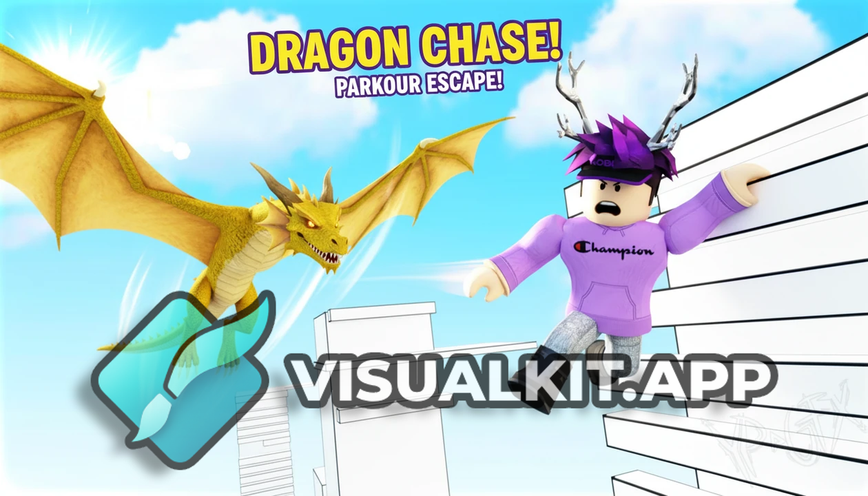 Roblox: Purple Hoodie Antler Character Chasing Yellow Dragon