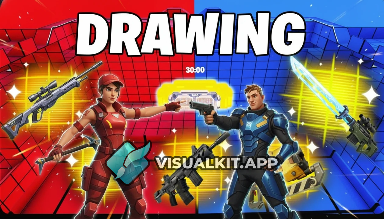 Fortnite Red vs Blue Map Thumbnail — Drawing Mega Text
