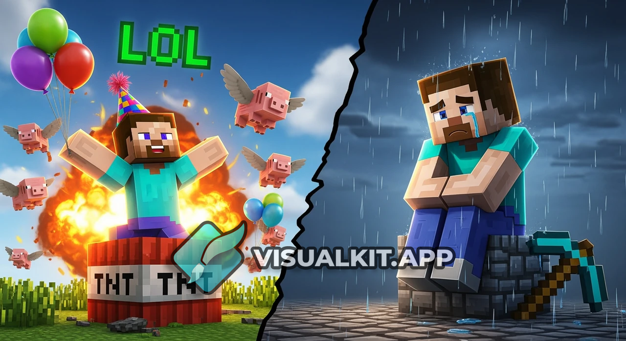 Minecraft POV Thumbnail - Random Funny and Sad Moments Collage