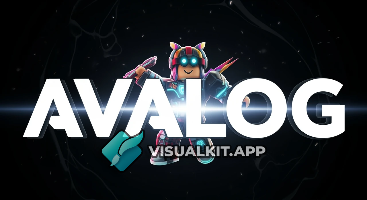Roblox Thumbnail: "Avalog" White Text on Black Background
