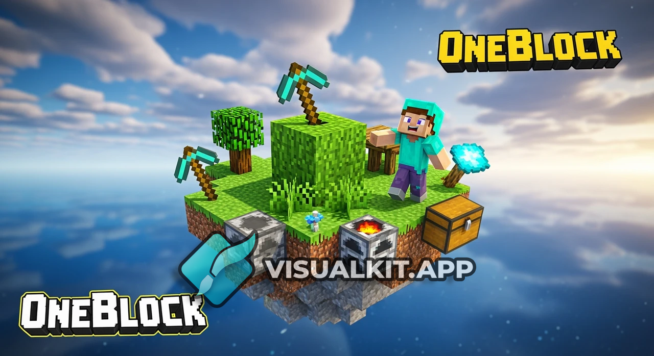 OneBlock Minecraft Thumbnail - Player on Floating Block