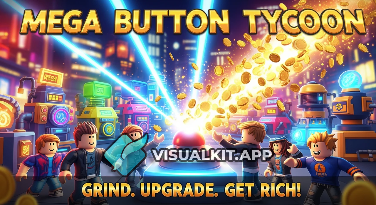 Create 1920x1080 Roblox Thumbnail - Mega Button Tycoon
