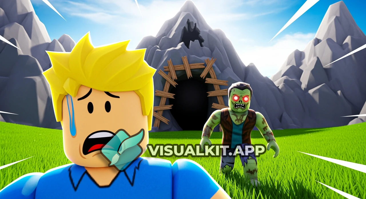 Roblox Noob with Traumatized Face vs Zombie by Mountain Cave