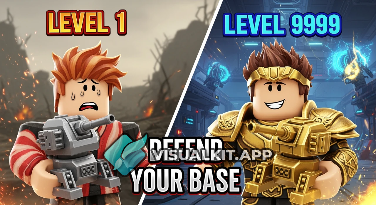 Roblox Defend Your Base: Level 1 Bacon vs Lvl 9999 Gold Turret