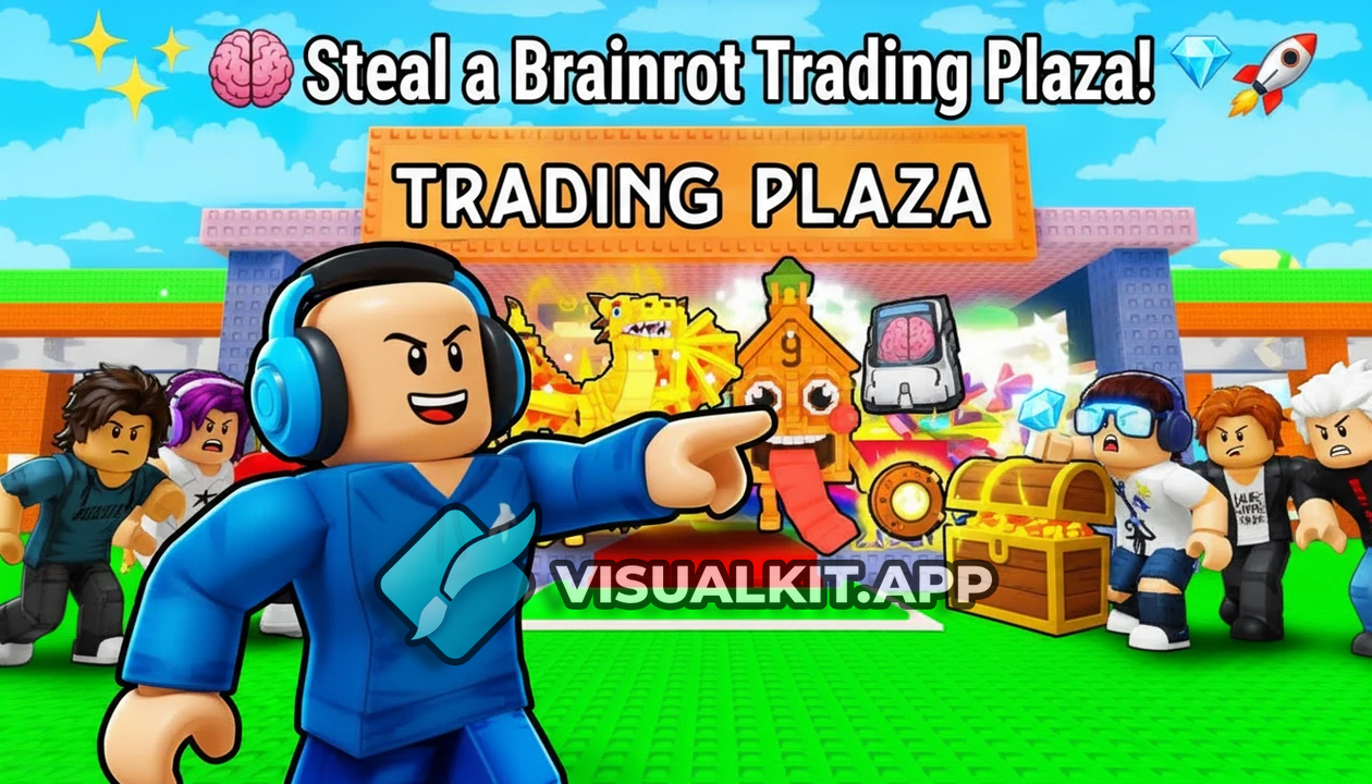 Steal a Brainrot Trading Plaza! Bald Blue Avatar Pointing