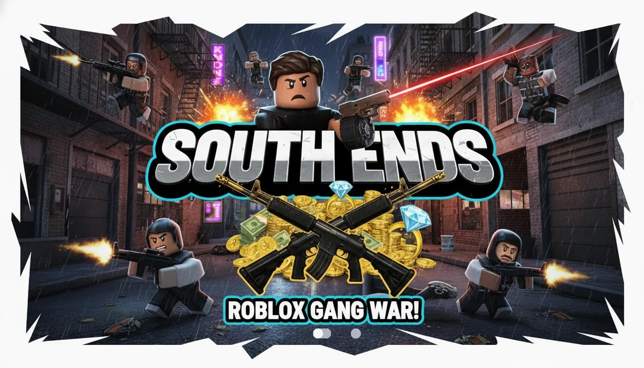 A logo like the picture but no character in it just the words south ends with some guns and money like a game logo