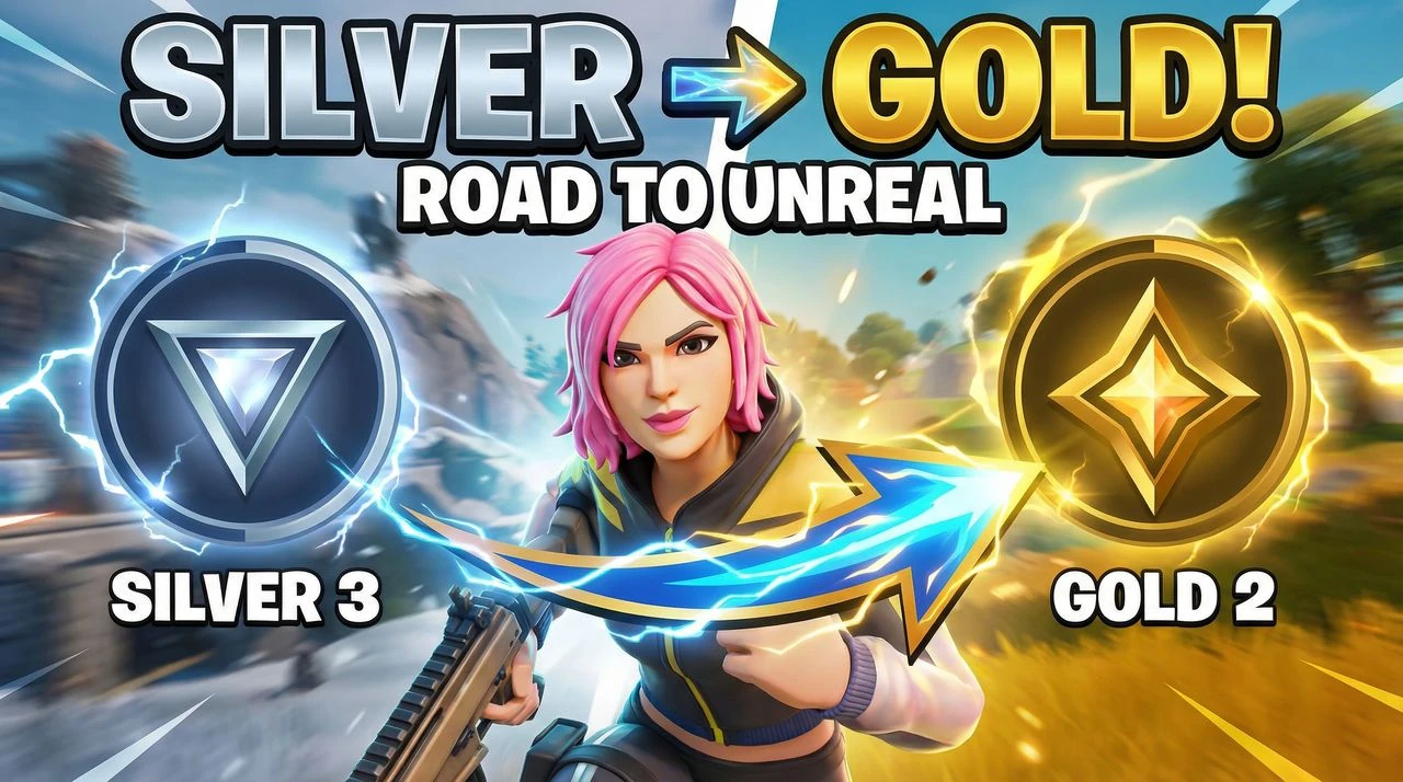 Ranking Up in Fortnite is TOO EASY (Silver to Gold) - YouTube thumbnail template