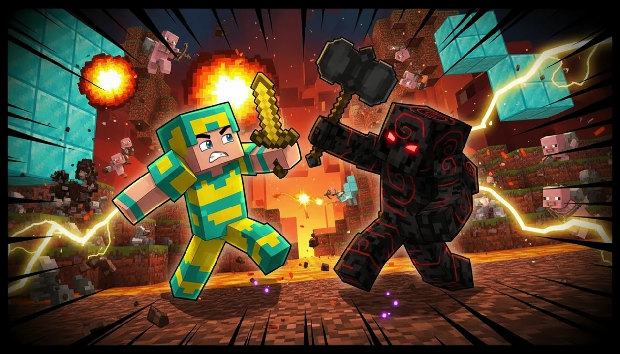 Minecraft's Most EPIC Nether Battle! - YouTube thumbnail template