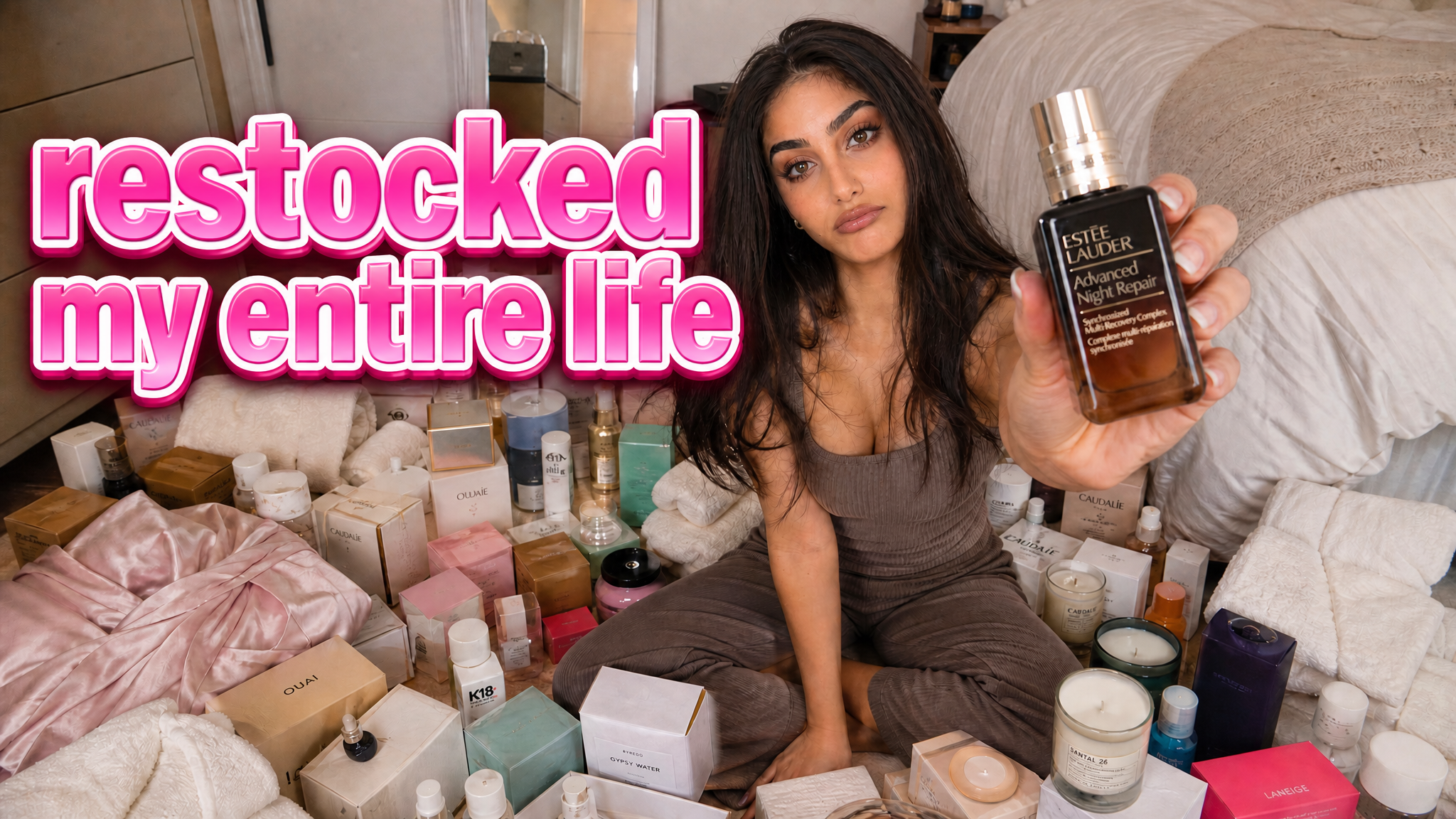 The same skincare restock thumbnail after asking for bolder pink text